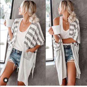 Grey and white cardigan